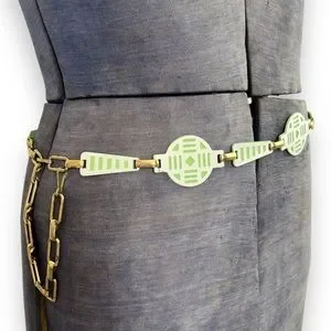 [Vintage] Reversible Leather and Chain Link Belt Vintage Black Leather Chain Link Belt With Gold Buckle  main image 3